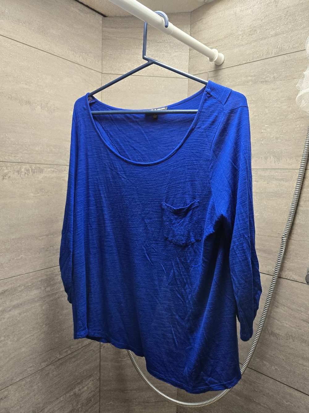 Cable & Gauge Scoop Neck Long Sleeve Top - Royal Blue